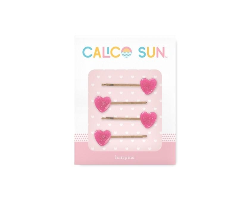 Sophia Hair Clips - Hearts with Glitter - add some sparkle!