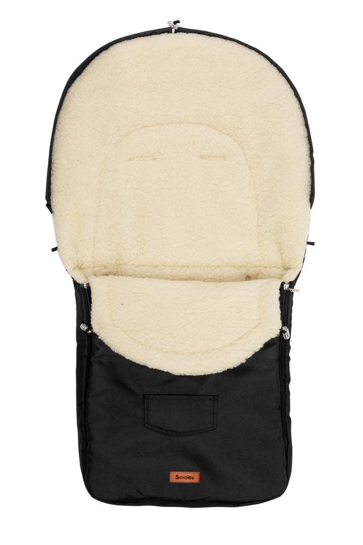 Sensillo Woolen sleeping bag for stroller black - perfect for winter walks