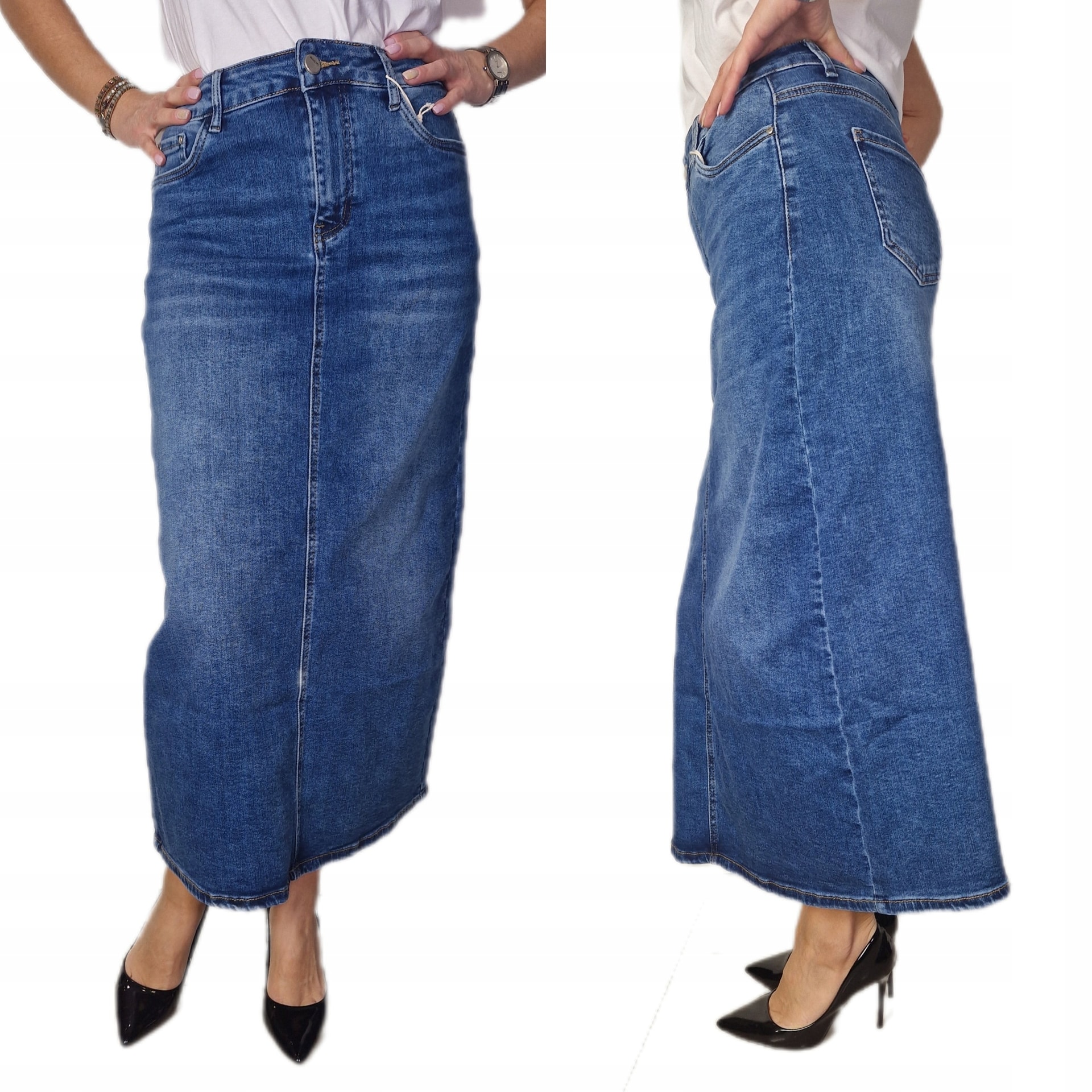 Women's denim skirt navy blue size 36 - classic style