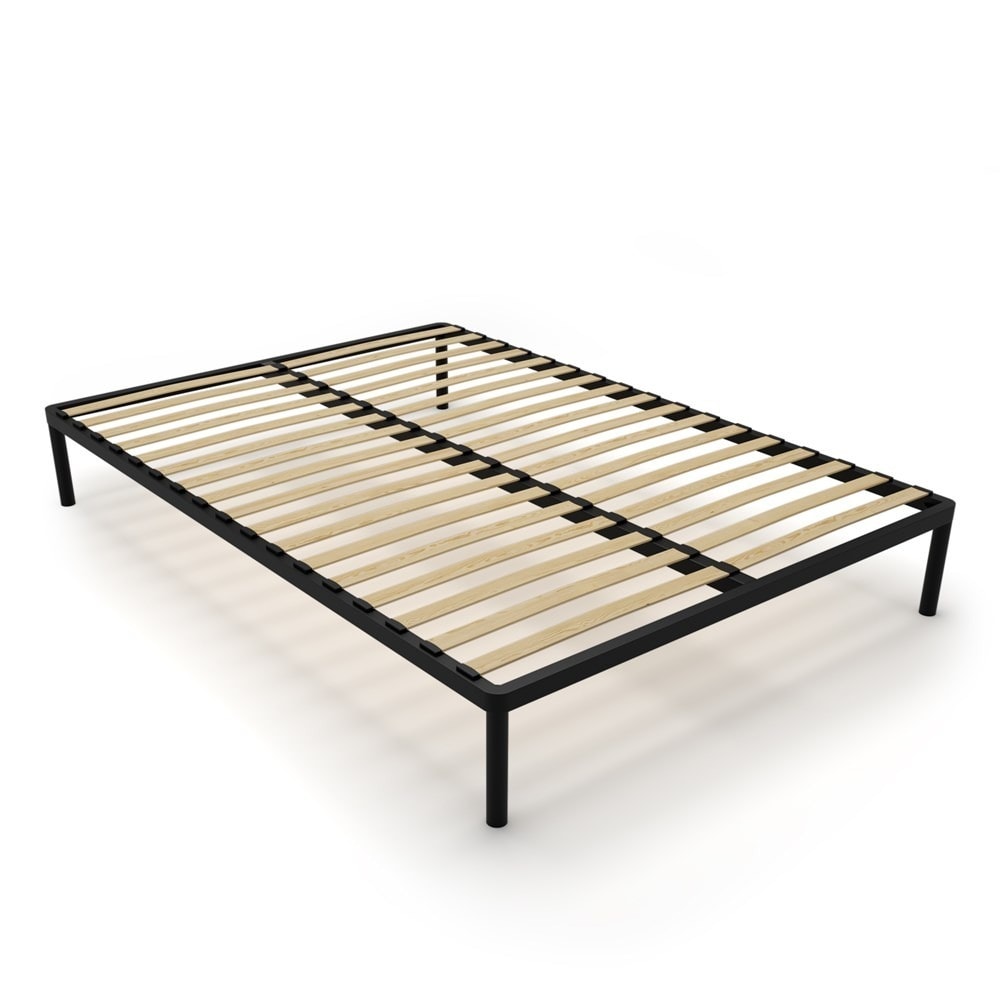 Stelaż Łóżka BED ALU 140x200 Metalowy Drewniane Listwy Nowoczesny CZARNY