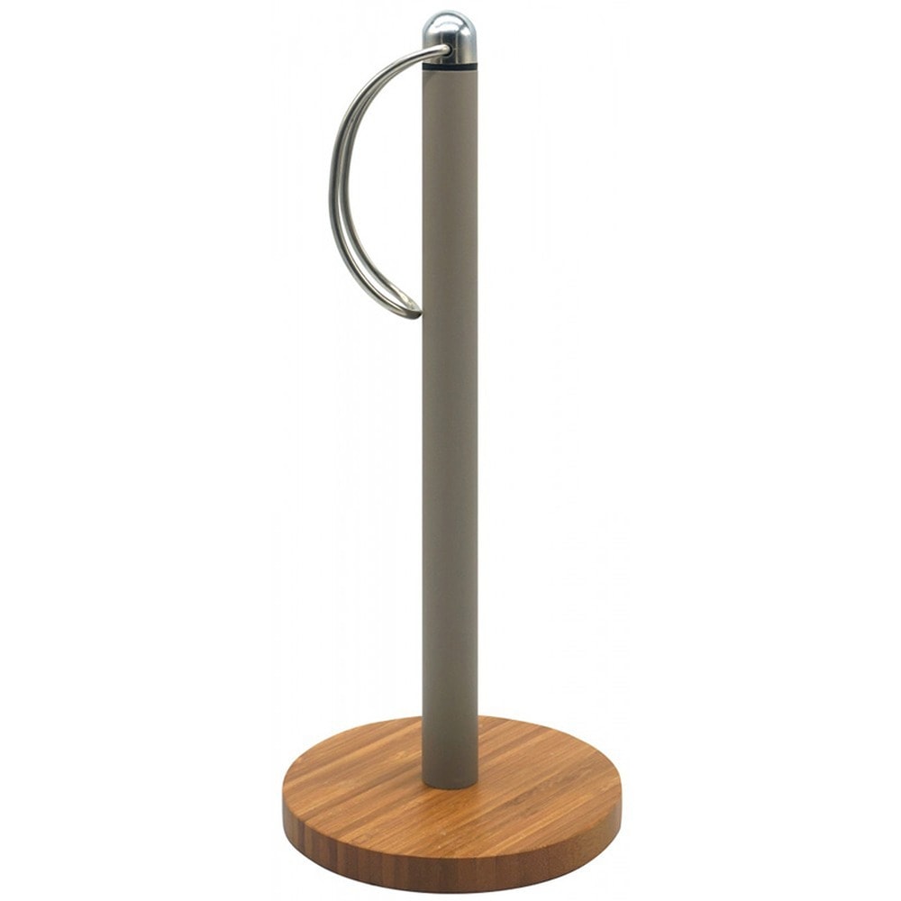 Kassel Paper towel holder - Gray with bamboo base