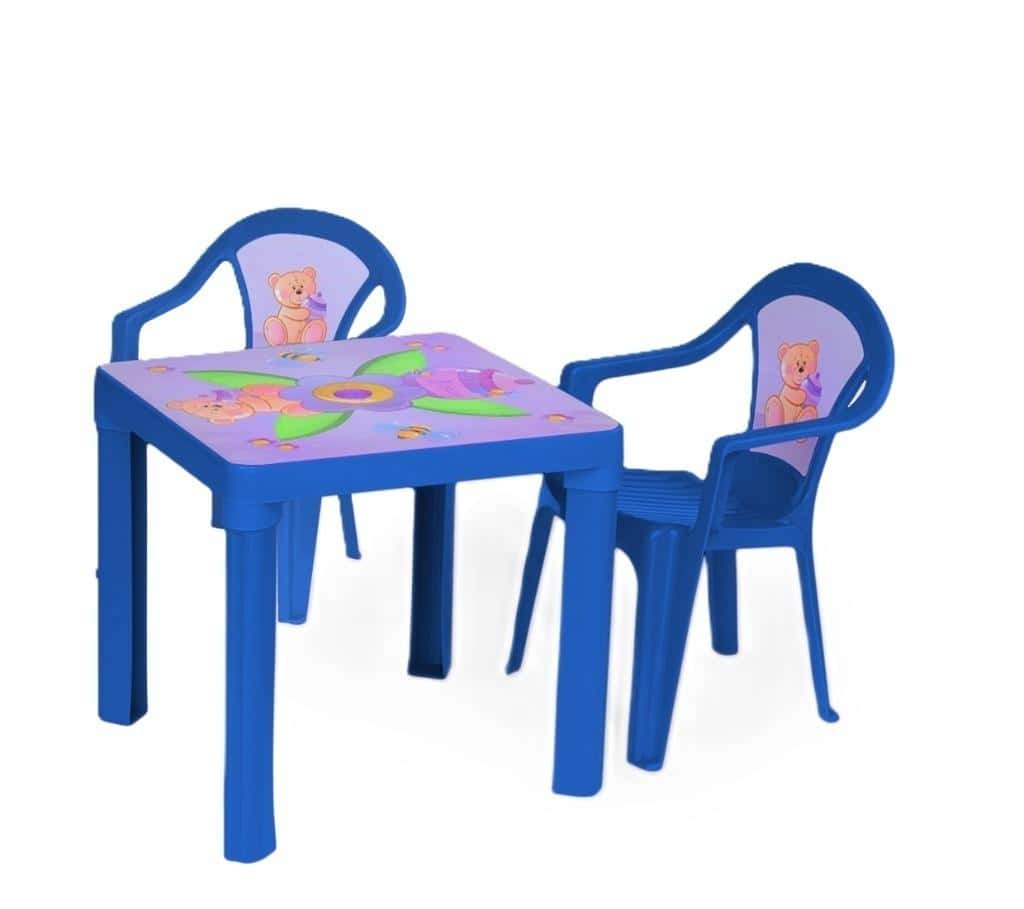 Table and two chairs blue - ideal furniture set for children