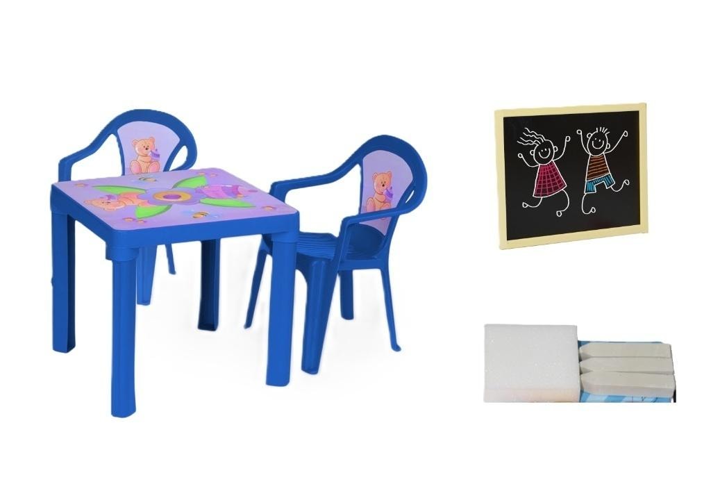 Table and two chairs + board blue - ideal set for your child