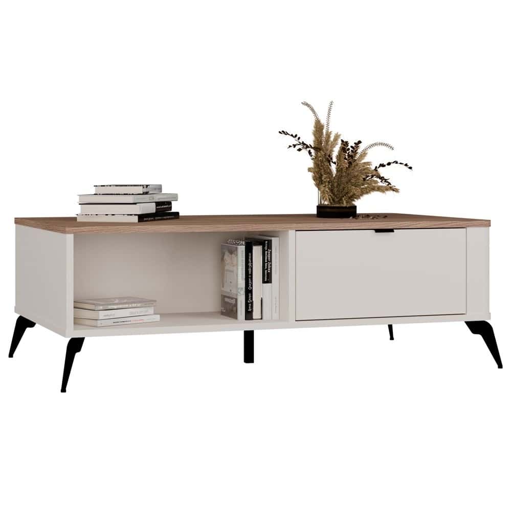 Cordoba Coffee Table - Cashmere Beige Oak Castello with 2 Drawers for Living Room