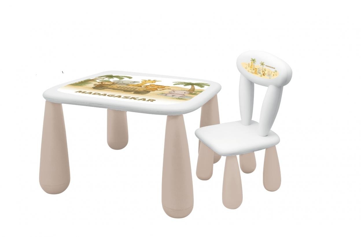 Maltex Luna Madagaskar - Table and Chair Set for children, white-beige