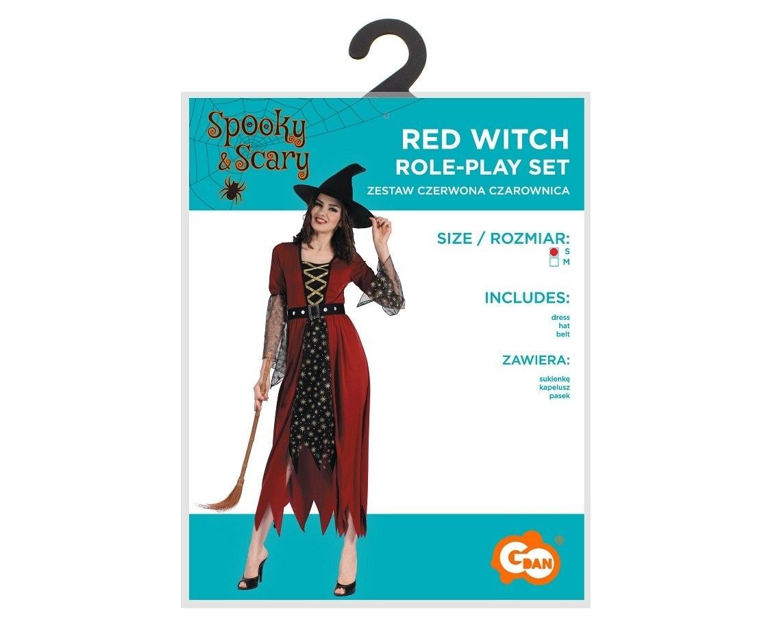Godan Red Witch Costume - Size S - Perfect for Halloween