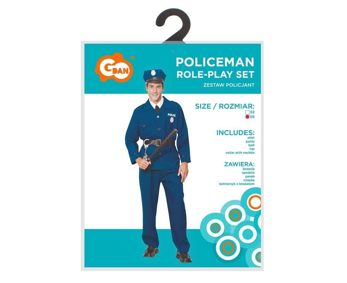Godan Policeman Costume for Adults - Size 56, Blue