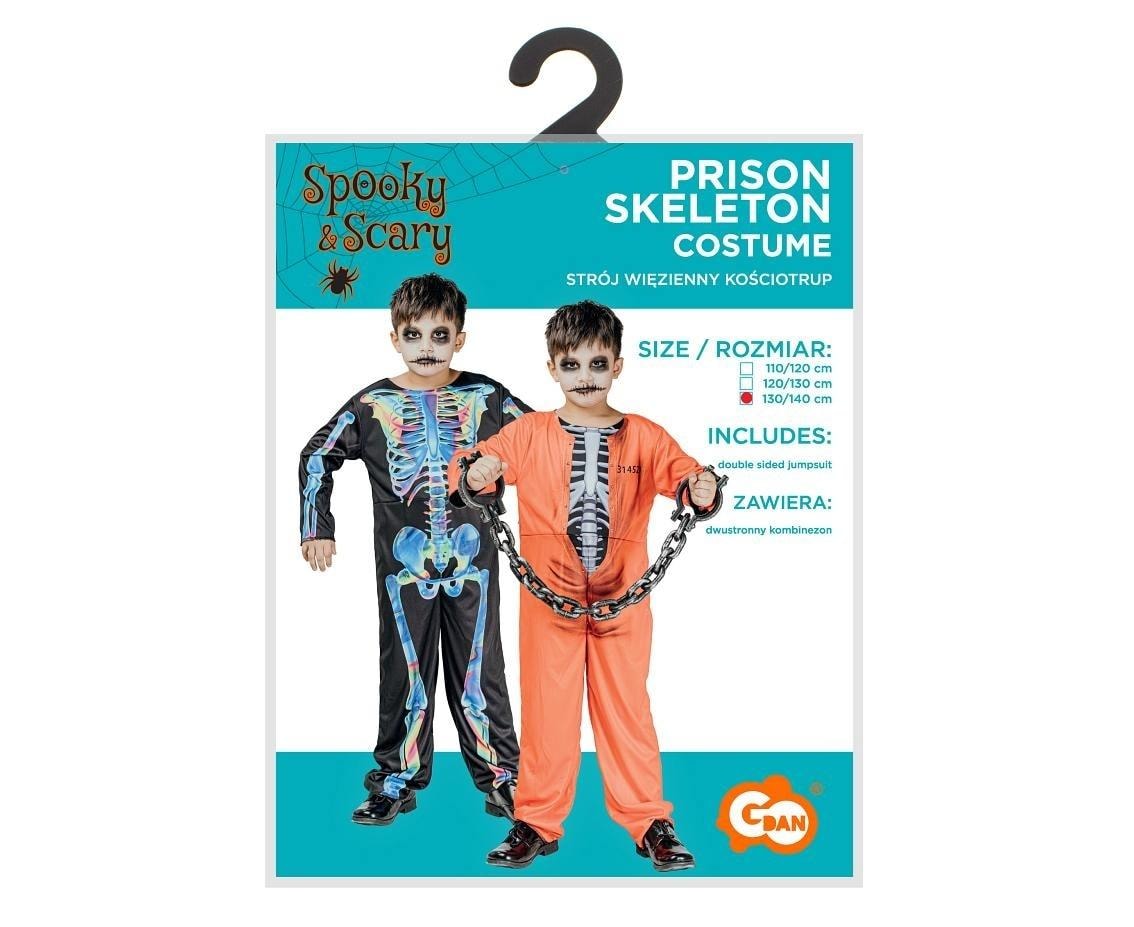 Godan Children's Costume Prison Skeleton - Size 130/140 cm