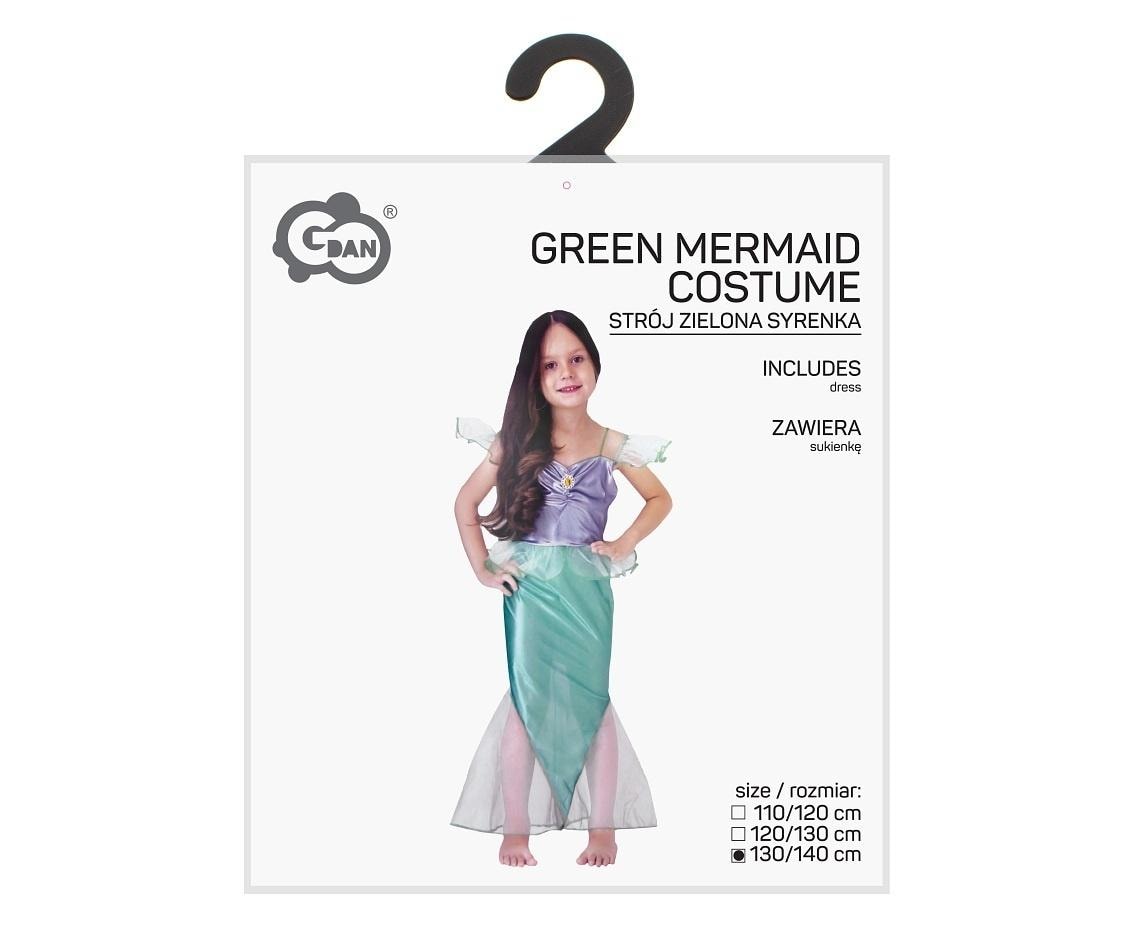 Godan Children's Costume Green Mermaid 130/140cm - perfect for carnival