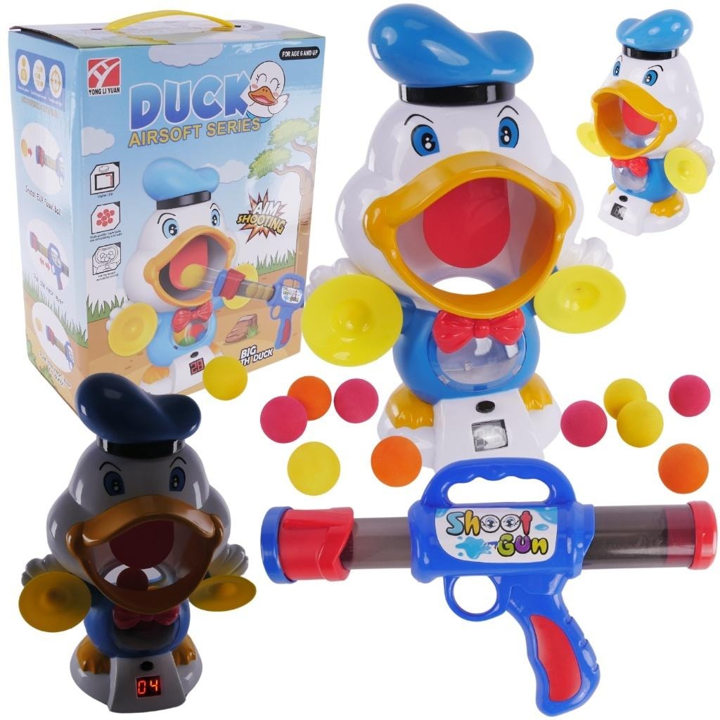 Shooting duck with ball gun - interactive fun