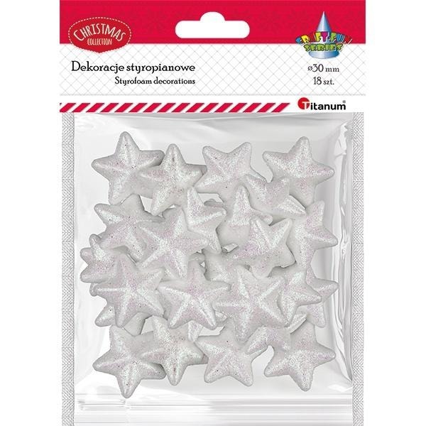 Polystyrene stars decorative white 30x28mm - 18 pieces ideal for decoration