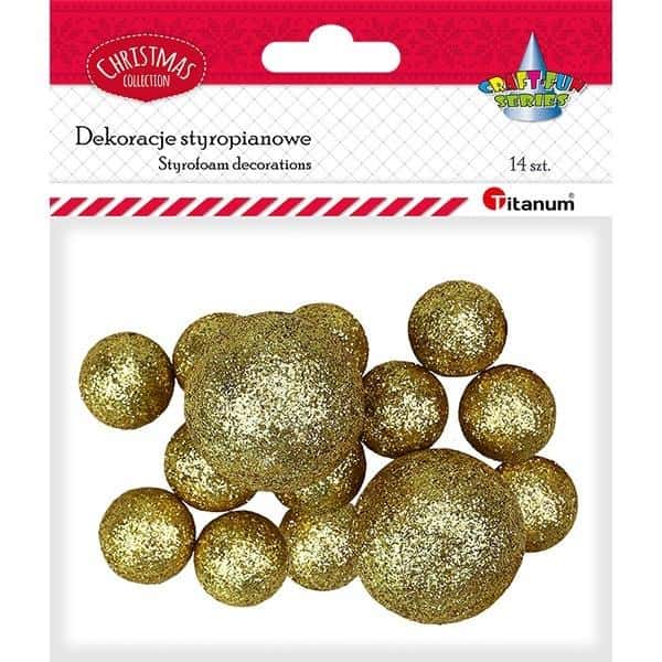 Gold polystyrene balls - set of 14 pieces for decorations