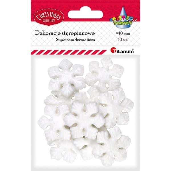 Styrofoam Snowflakes Glitter - White 15 pieces