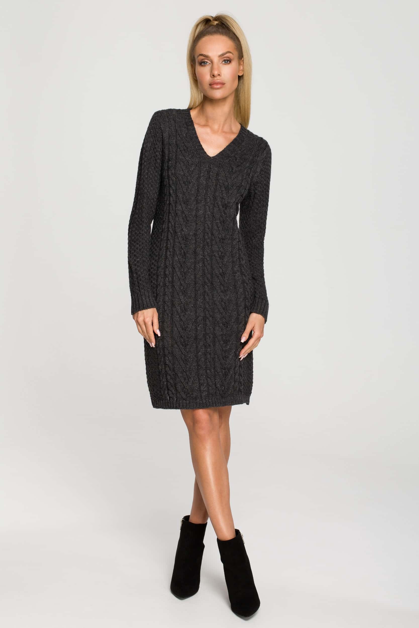 Women's knitted dress graphite size 44 - perfect for everyday wear