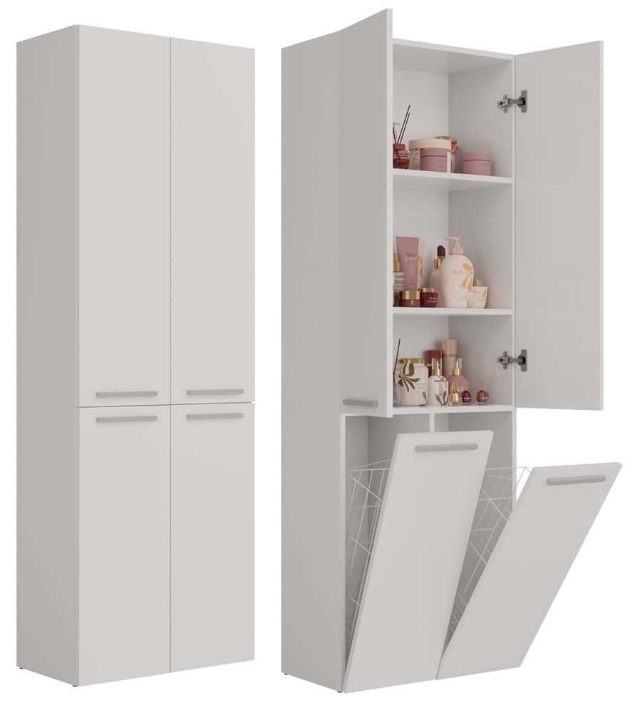 Bathroom cabinet Nel white - 2 baskets, long door - perfect for your bathroom