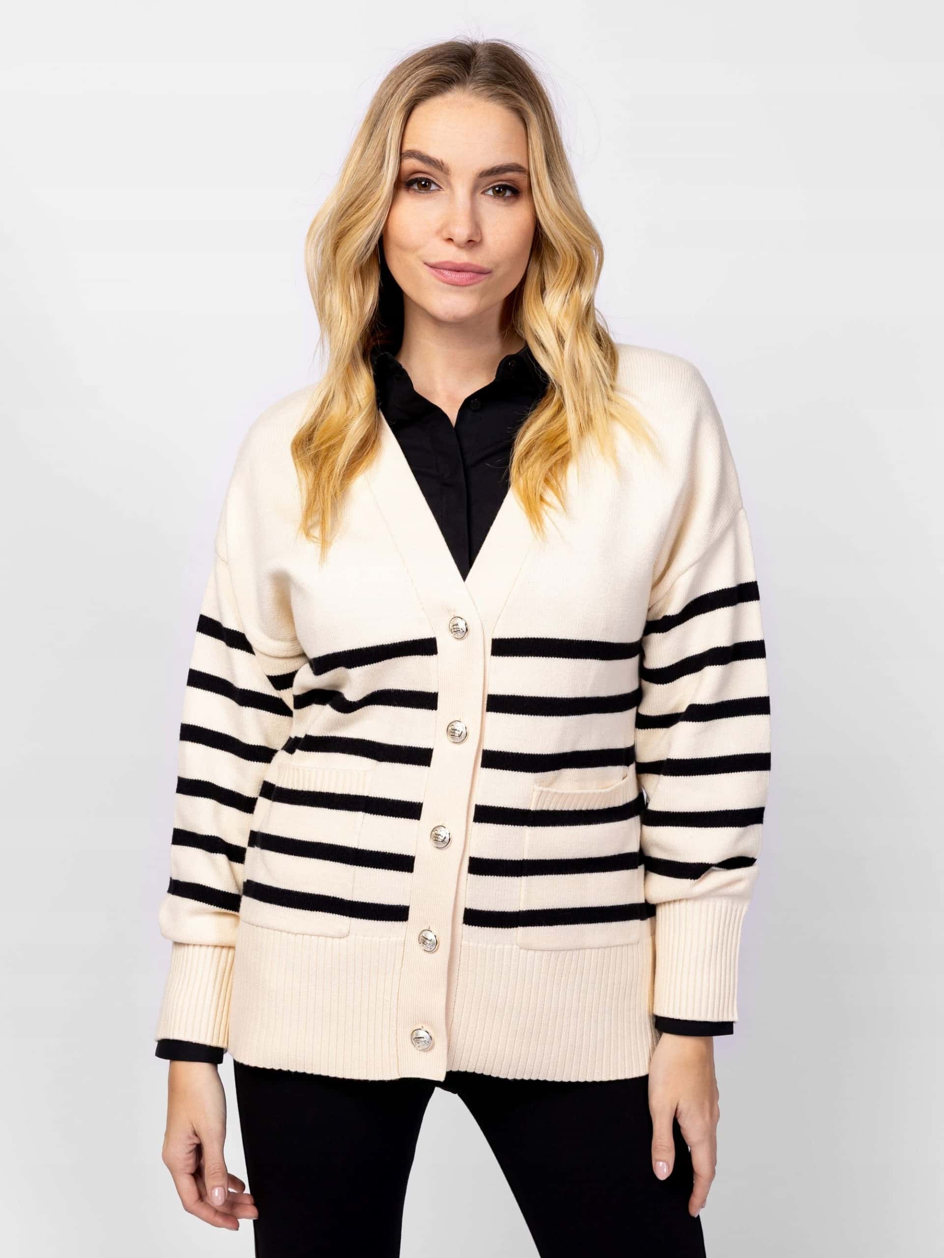 Sweater D Rozp Kr XL Cream Kaszm - Elegant women's cashmere cardigan