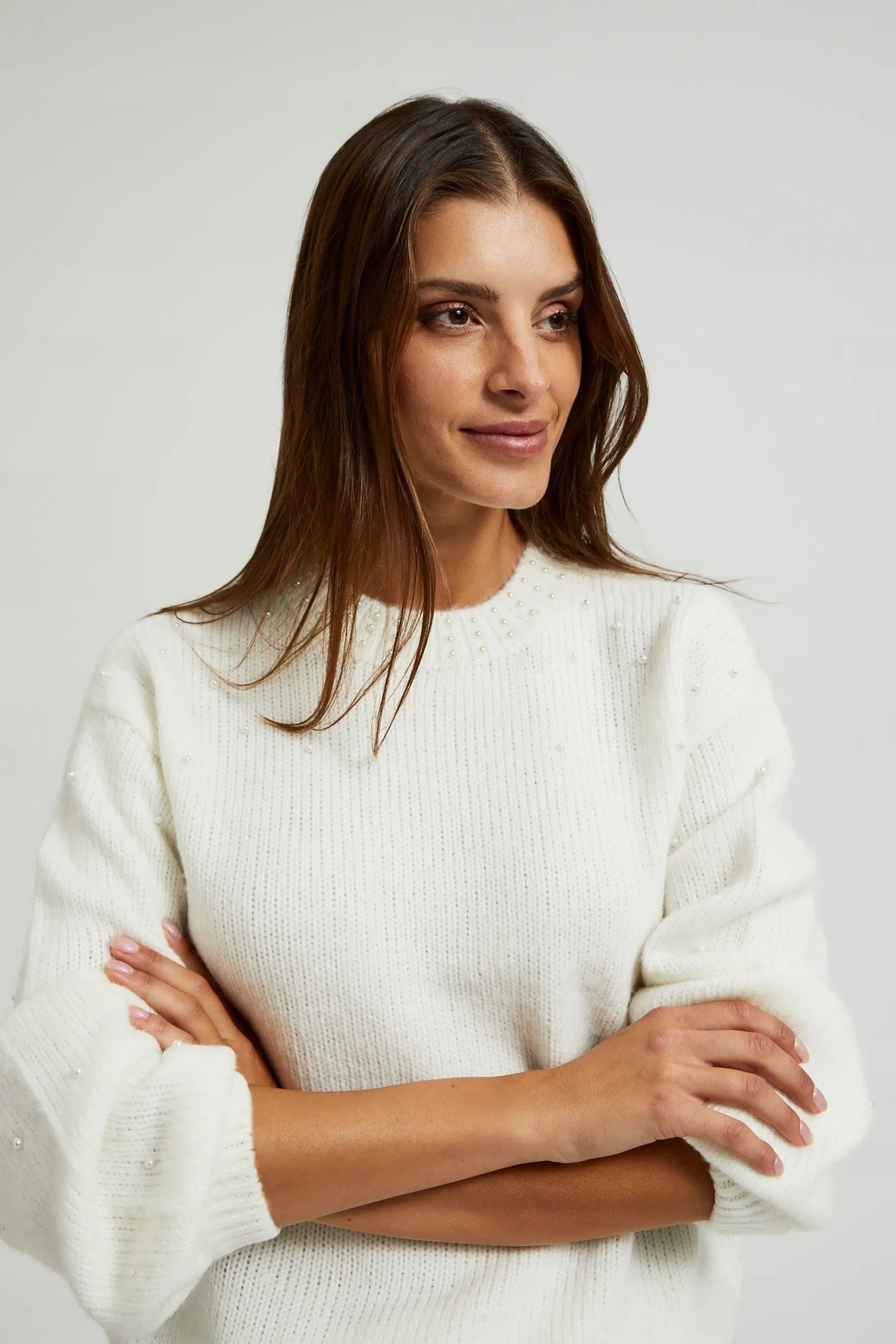 Women's sweater with ecru cashmere tie - perfect for cooler days