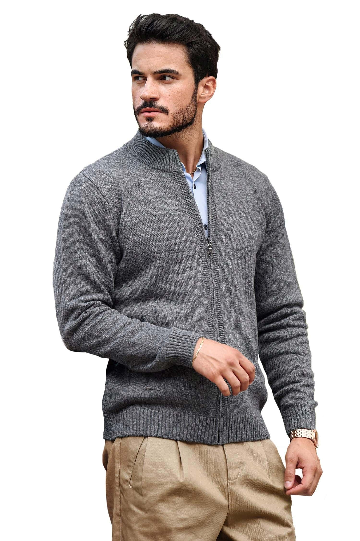 Men's cardigan sweater gray - classic and comfortable