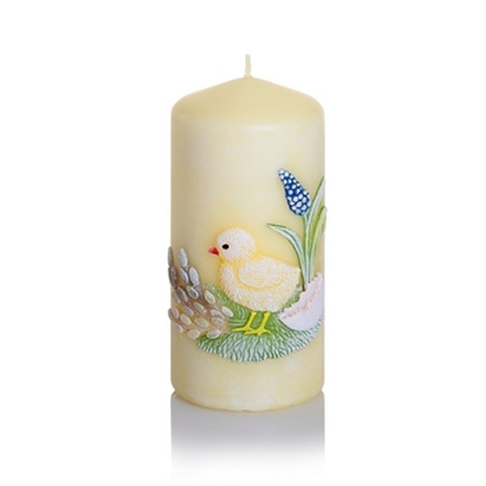 Stump Candle - Decorative candle with application 13 cm - perfect for Easter