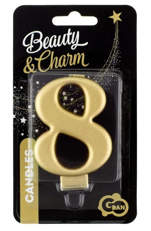 Birthday candle number 8 gold - add shine to your cake!