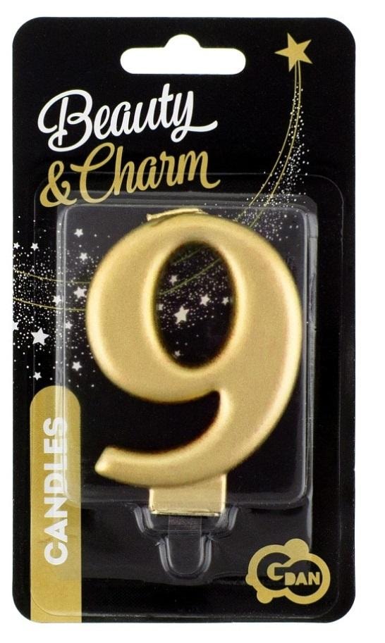 Birthday candle - golden number 9 - perfect cake decoration