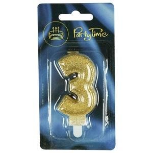 Premium Glitter Number Candle Gold - perfect for birthday cake