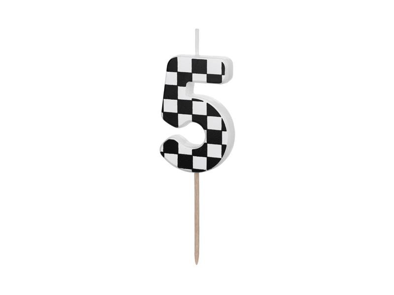 PartyDeco Birthday candle chessboard pattern 5.5 cm - perfect for cake