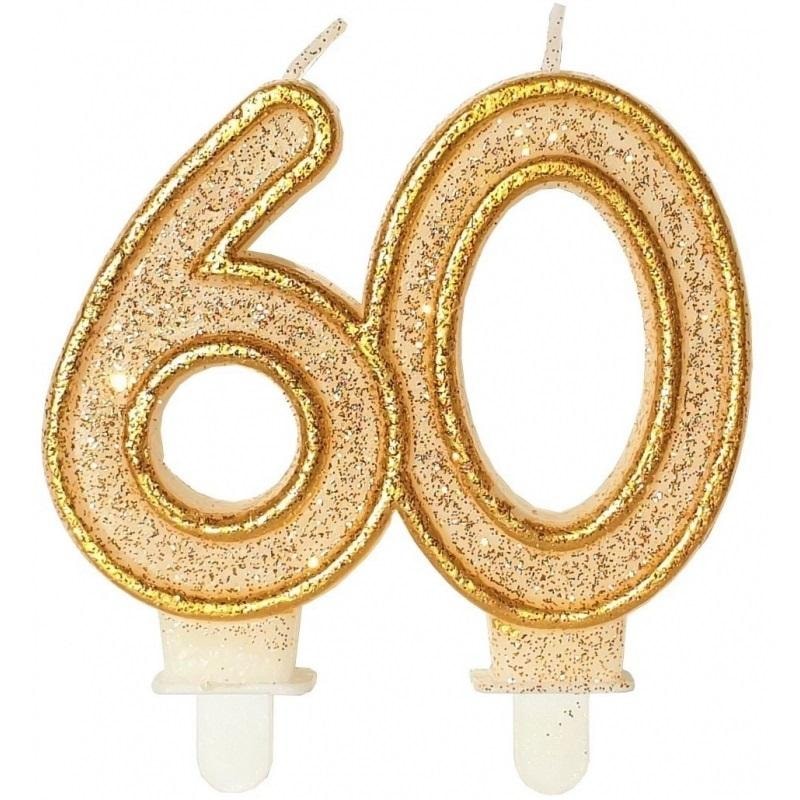 GoParty Birthday candle 60 golden glitter - ideal for cake