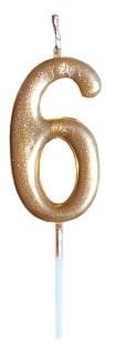 GoParty Metallic birthday candle 6 gold - perfect cake decoration