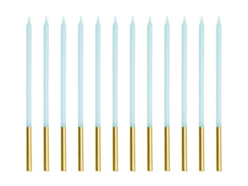 PartyDeco Birthday candles smooth blue 14 cm 12 pieces