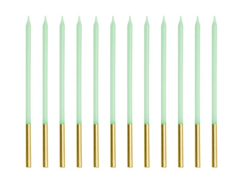 PartyDeco Birthday candles smooth green 14 cm - 12 pieces