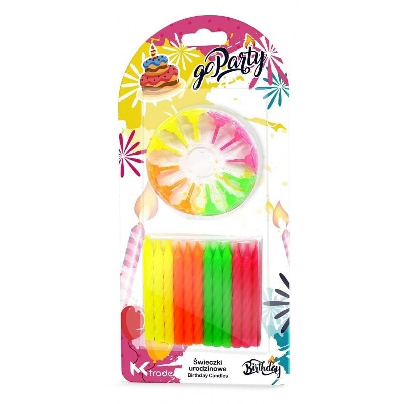 GoParty Neon Spiral Birthday Candles 6.5 cm 24 pieces - add color to the cake!