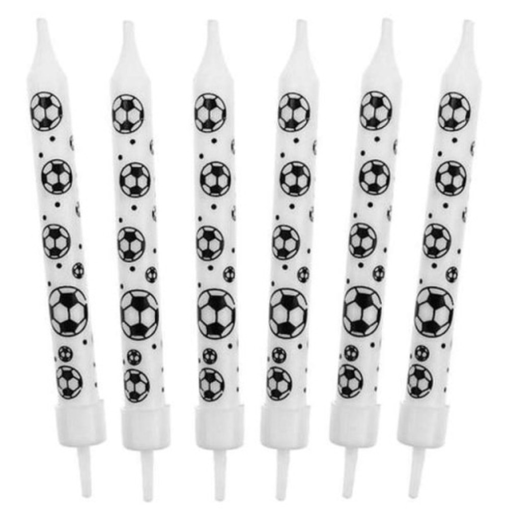 Birthday candles Footballs - 6 pieces with stands, perfect for cakes