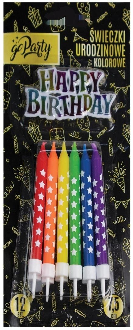 GoParty Birthday candles with stars - 12 pieces with holders
