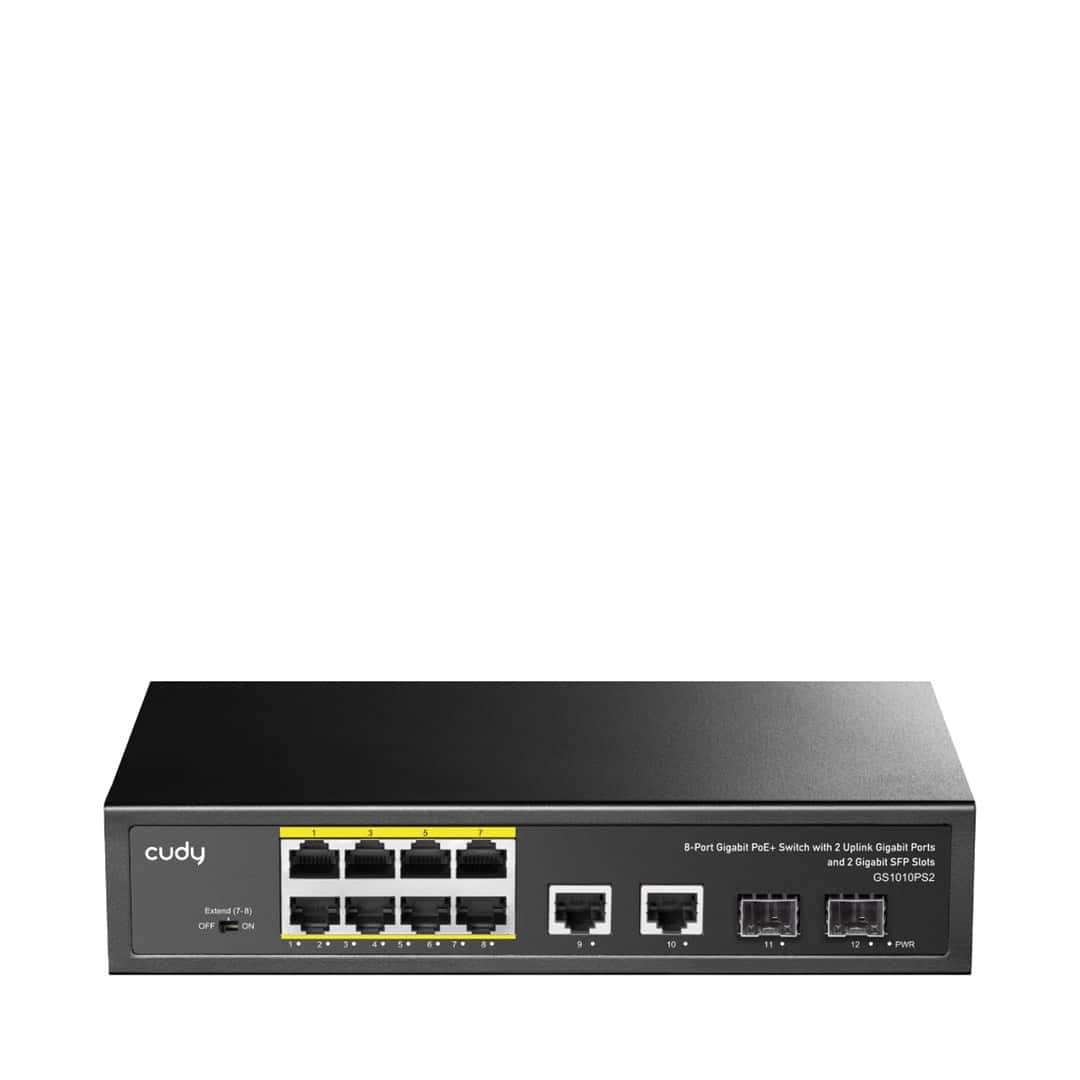 CUDY GS1010PS2 - 8-Port Gigabit PoE Switch with 2 Uplink Ports