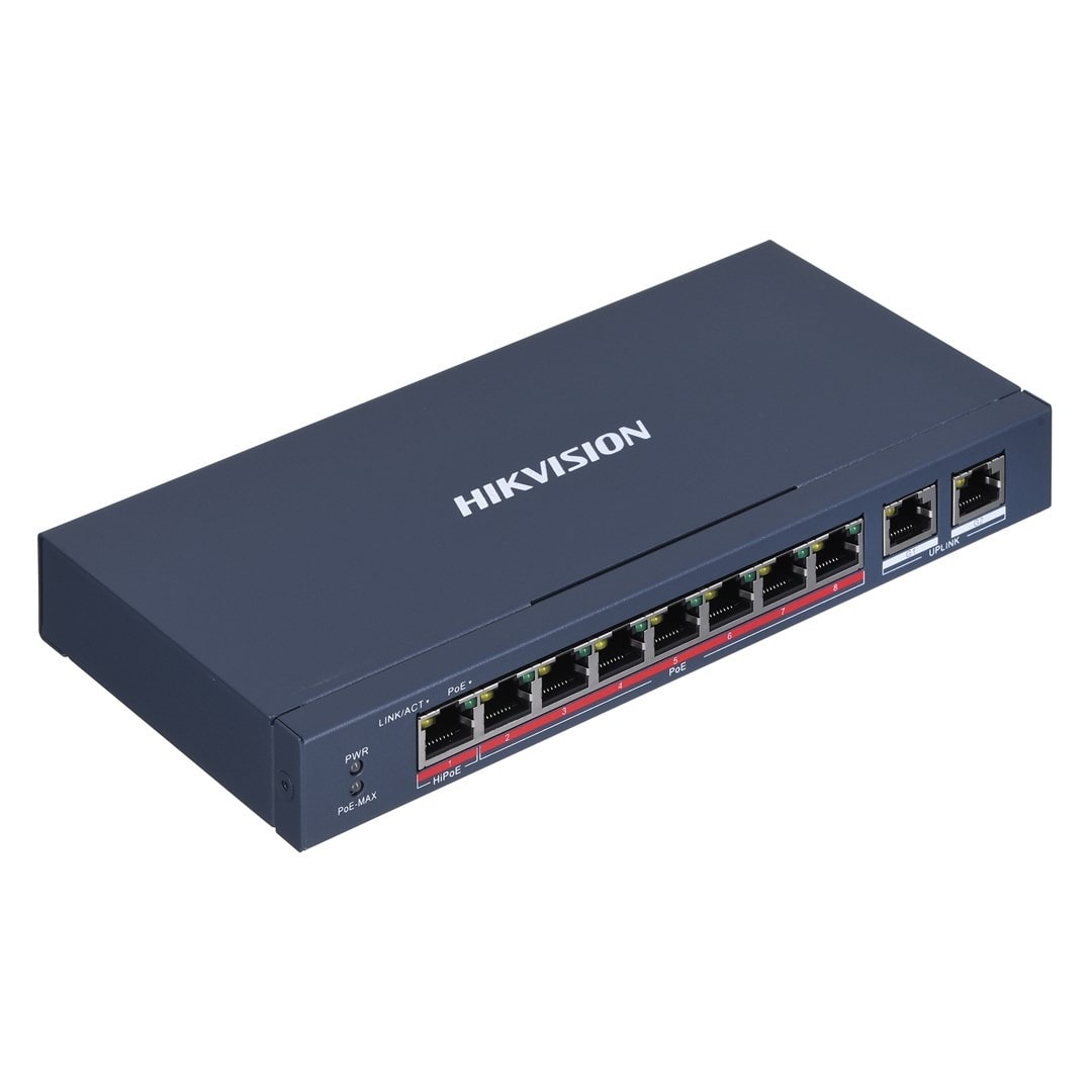 Hikvision DS-3E0310HP-E - 10-Port PoE Switch for IP Cameras