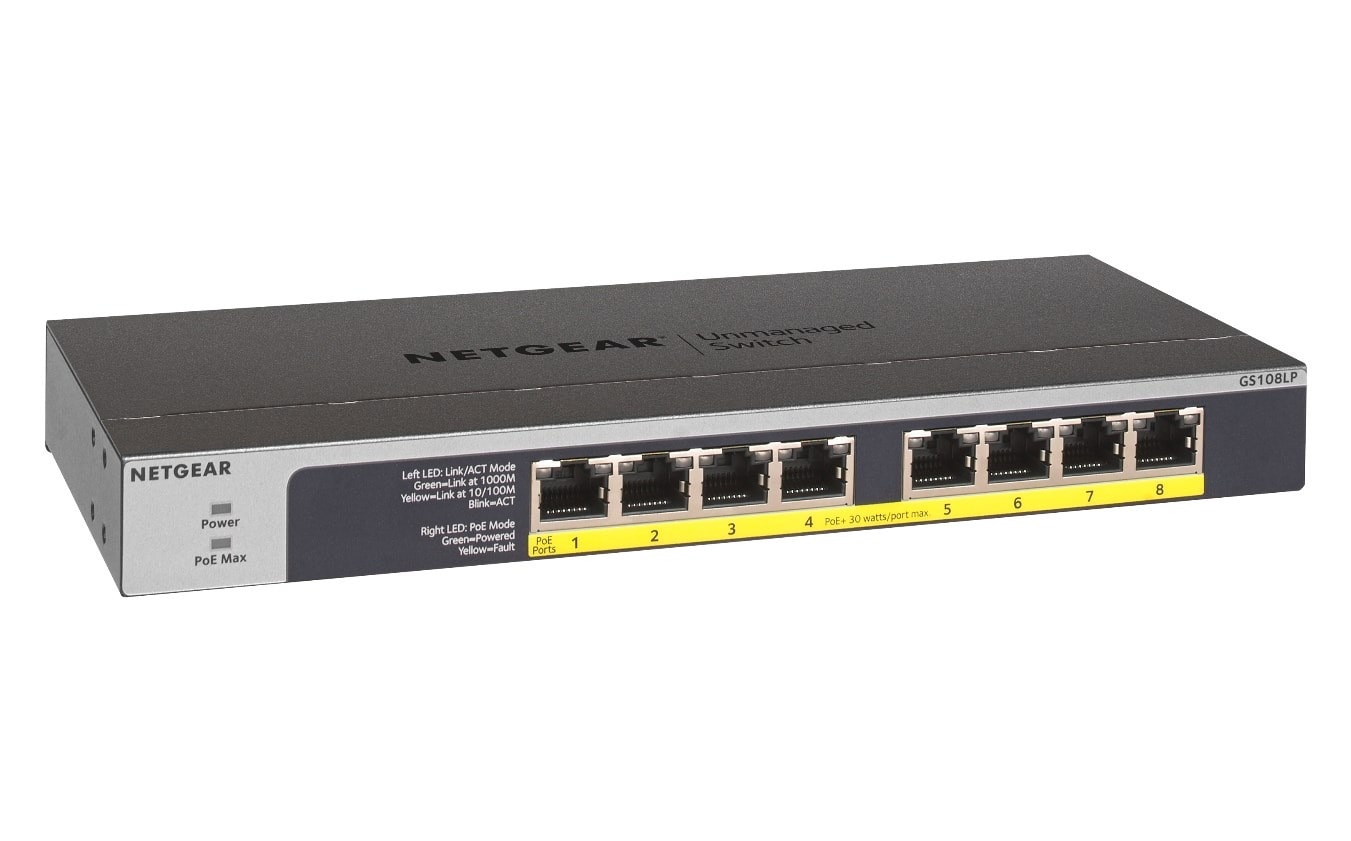 Netgear GS108LP-100EUS - 8-Port PoE+ 60W Unmanaged Gigabit Switch