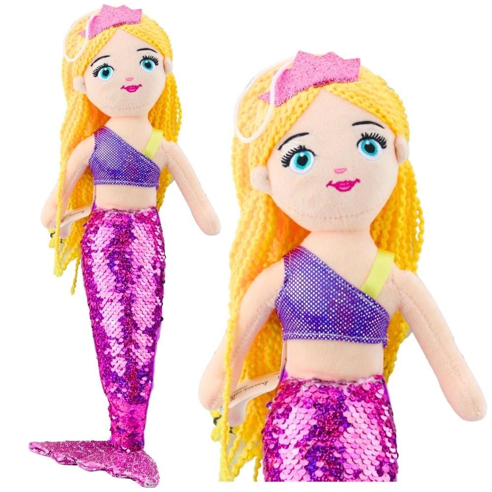Plush mermaid with sequin tail - purple, perfect for cuddling