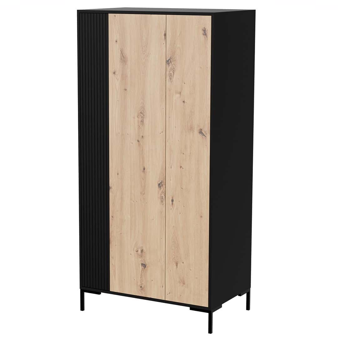 MERCI Wardrobe 90x55x184 black/artisan oak - ideal for bedroom