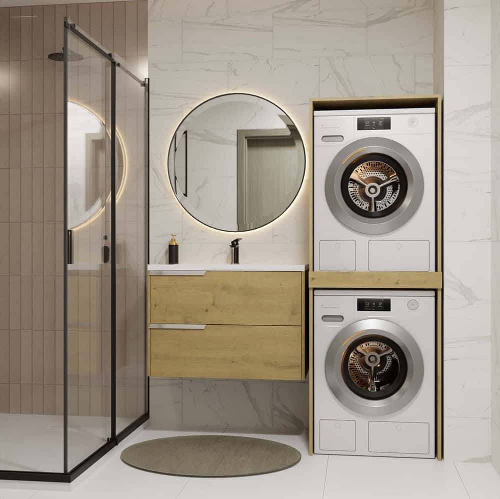 POLA TWIN Bathroom cabinet for washing machine and dryer Artisan Oak