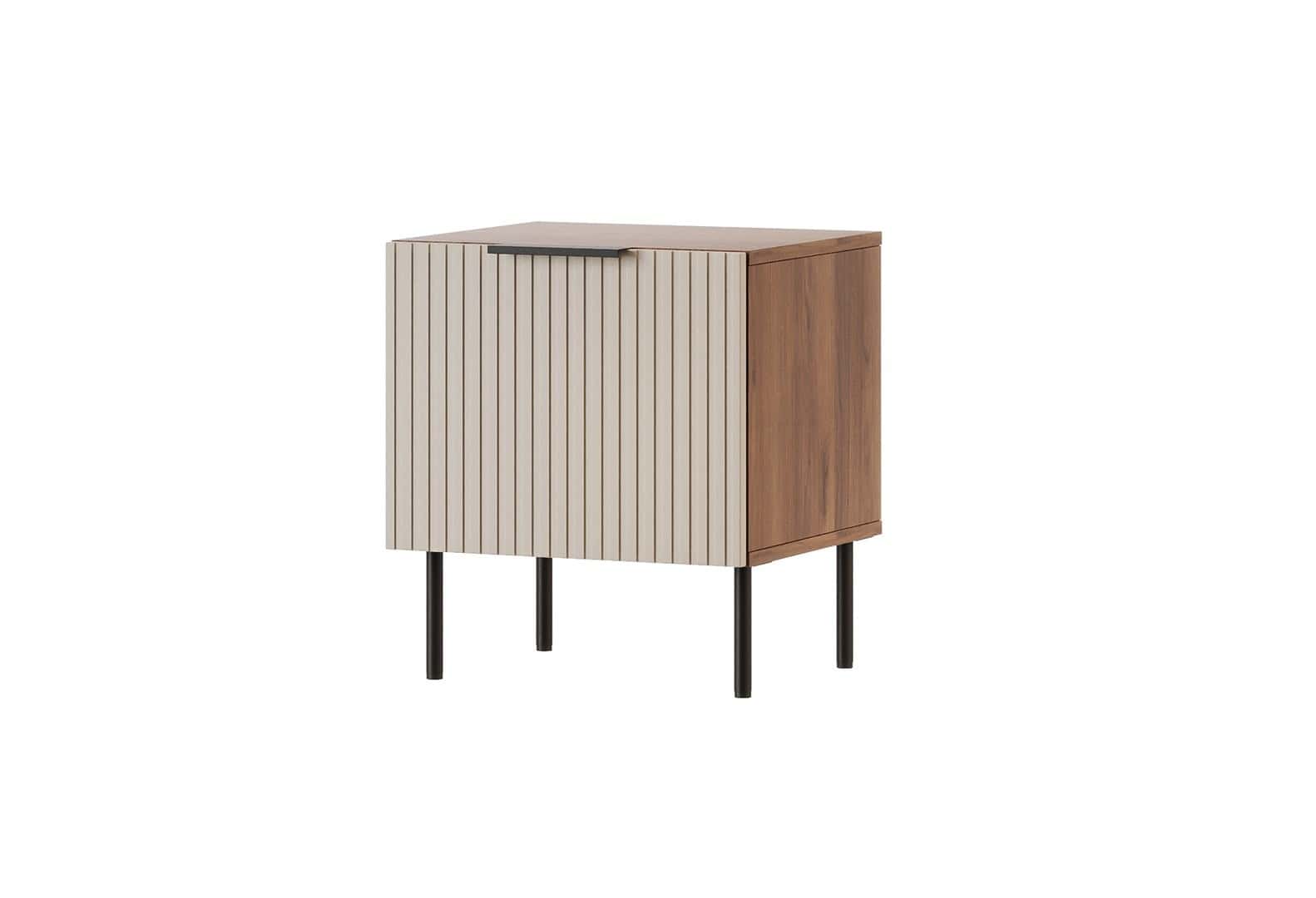 Almera Bedside Table 2pcs - walnut and cashmere, perfect for bedroom