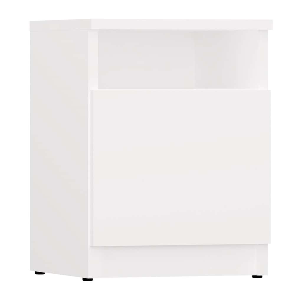 White bedside table with door and shelf Galax 30 series