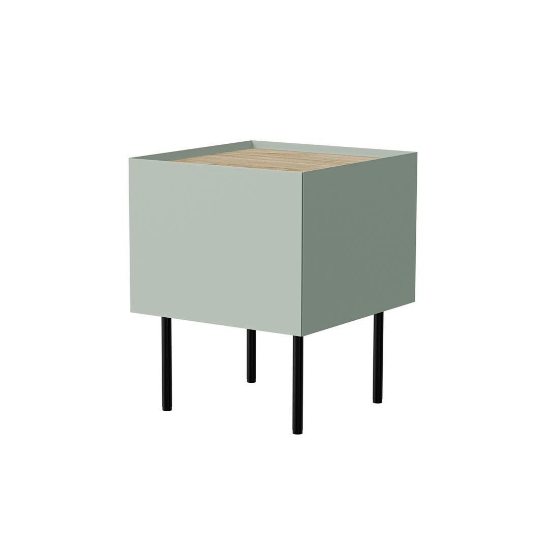 FELLINI Nightstand 2pcs 40x41x60 olive + oak top - perfect for bedroom