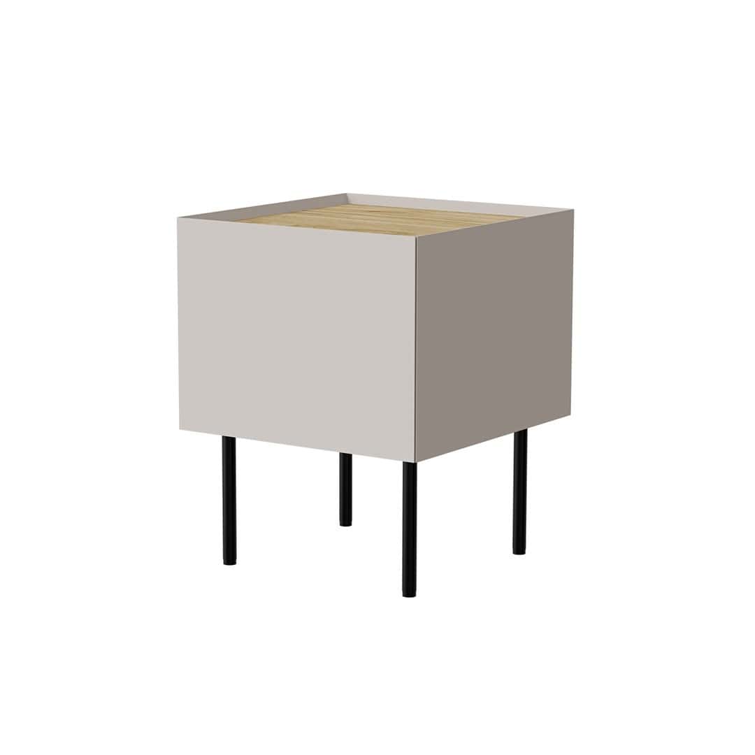 FELLINI Bedside Table 2 pcs - Cashmere with oiled oak, perfect for bedroom