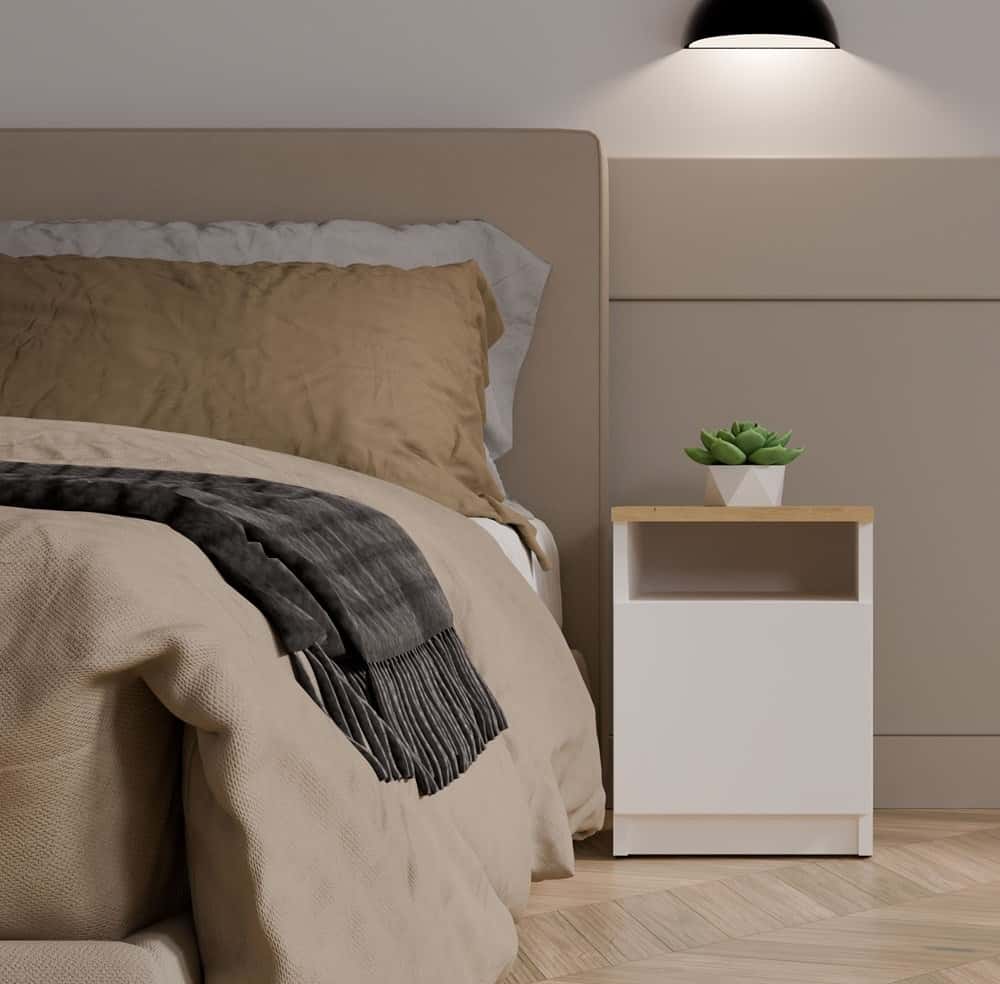 Galax 30/1D Bedside Table - white-oak bedside table for bedroom