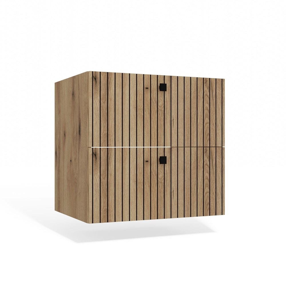 Vanity unit Tigo 60 cm oak evoke 2 drawers fluted front wall-mounted