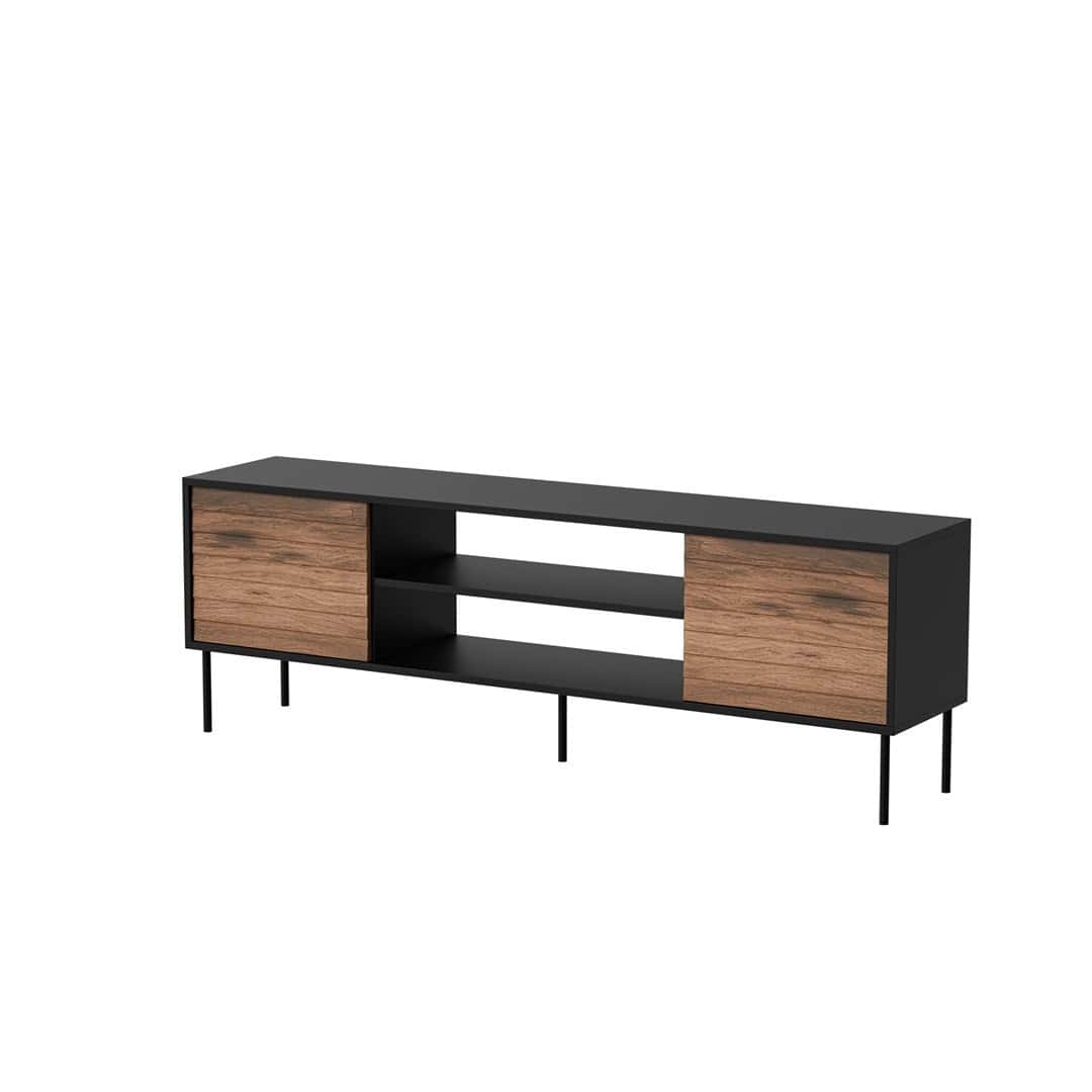 TV cabinet EF Cortina 180x40x60 black/walnut - modern design