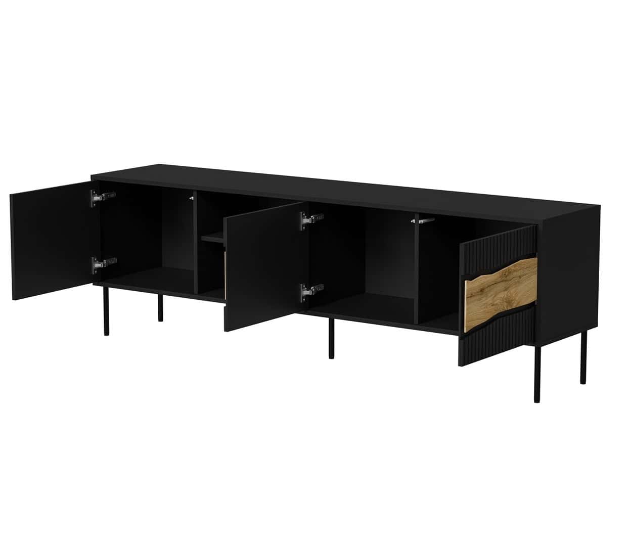 INSERTO TV cabinet 3D1W 190x40x61.5 cm black with LED - modern design