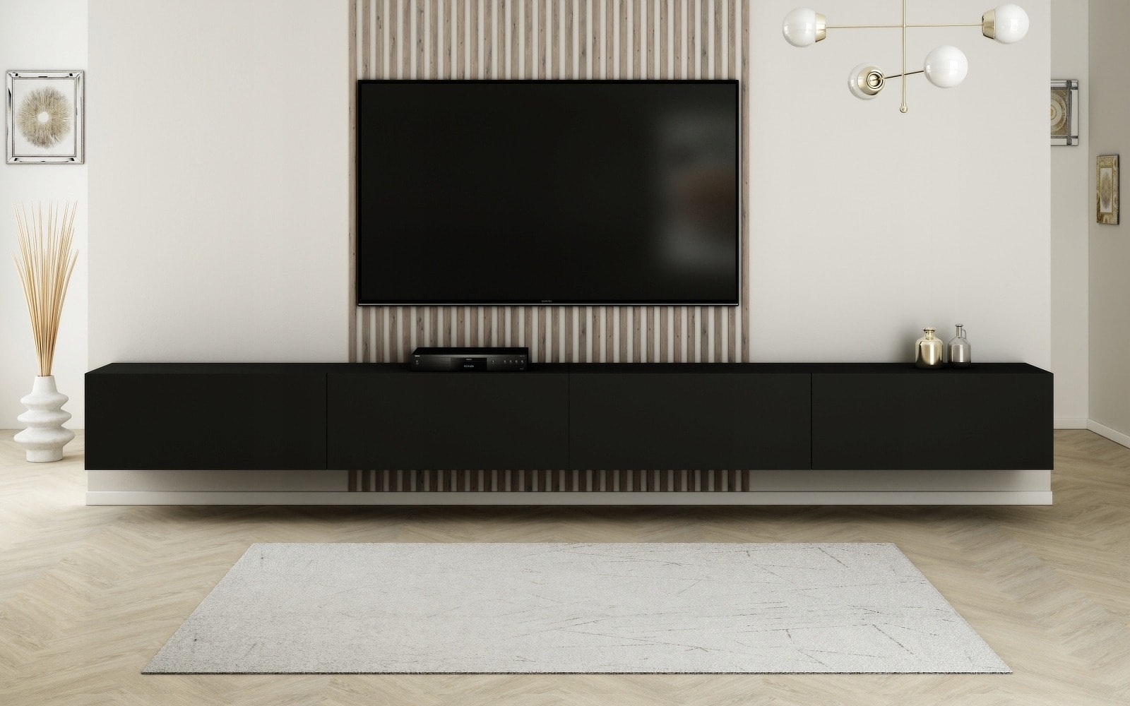 TV cabinet Liverti 200x42x48 cm black - modern design