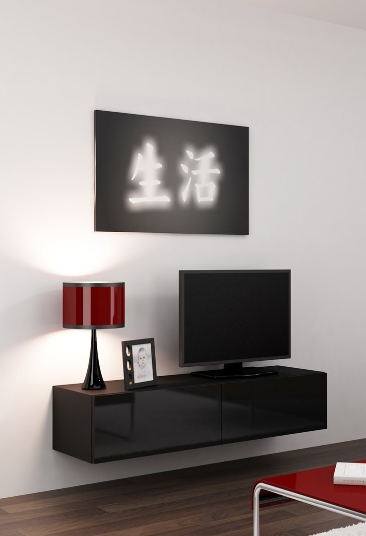 TV Cabinet VIGO '140' - Black Gloss, Modern Design